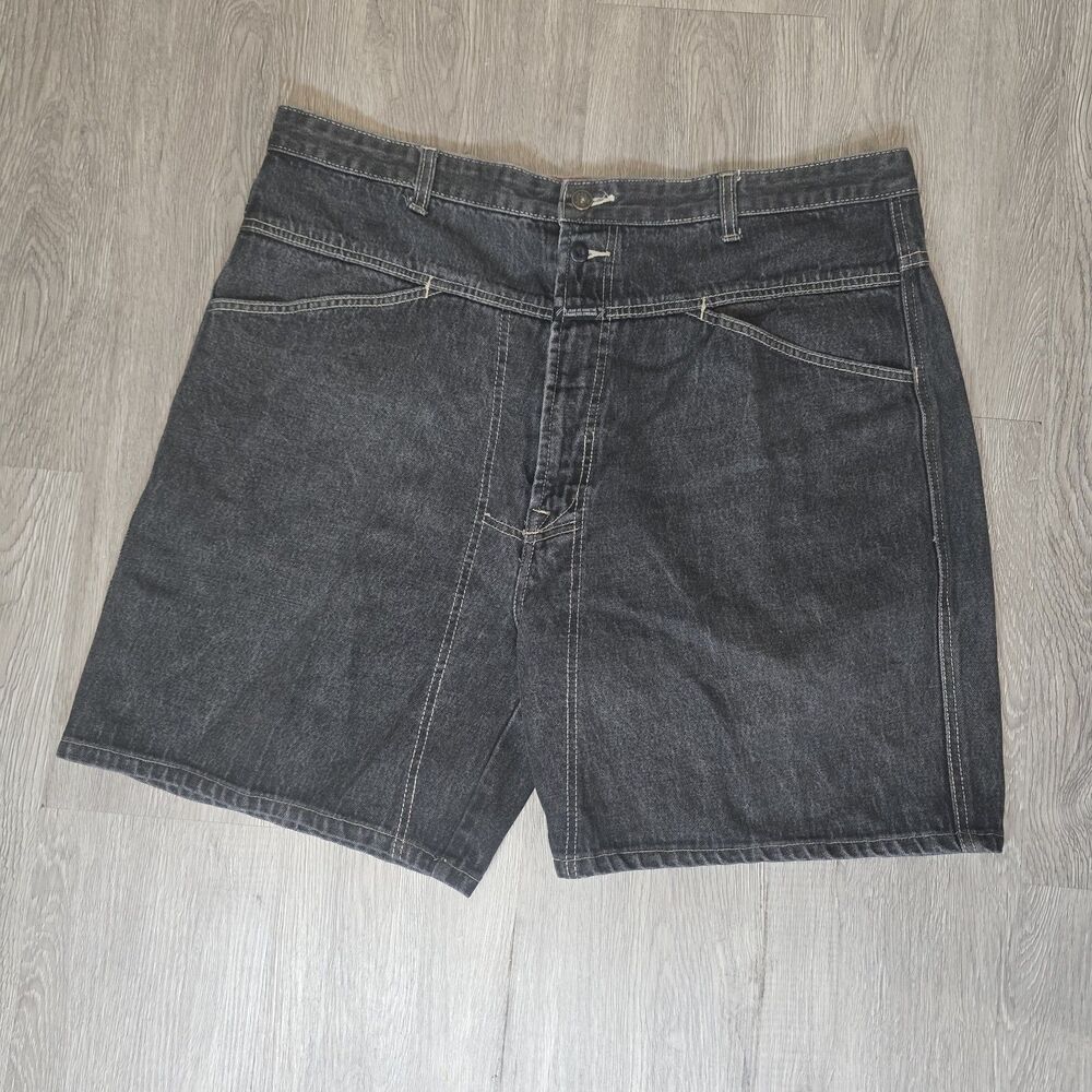VTG Y2K Marithe Francois Girbaud Mens Black Jeans Short Size 40 Baggy